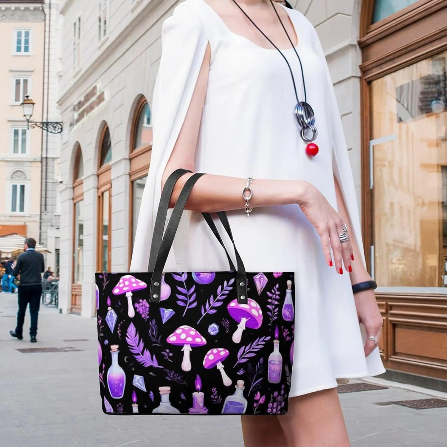 Large Leather Tote Bag Travel Work Daily Essentials Handbag For Women Men