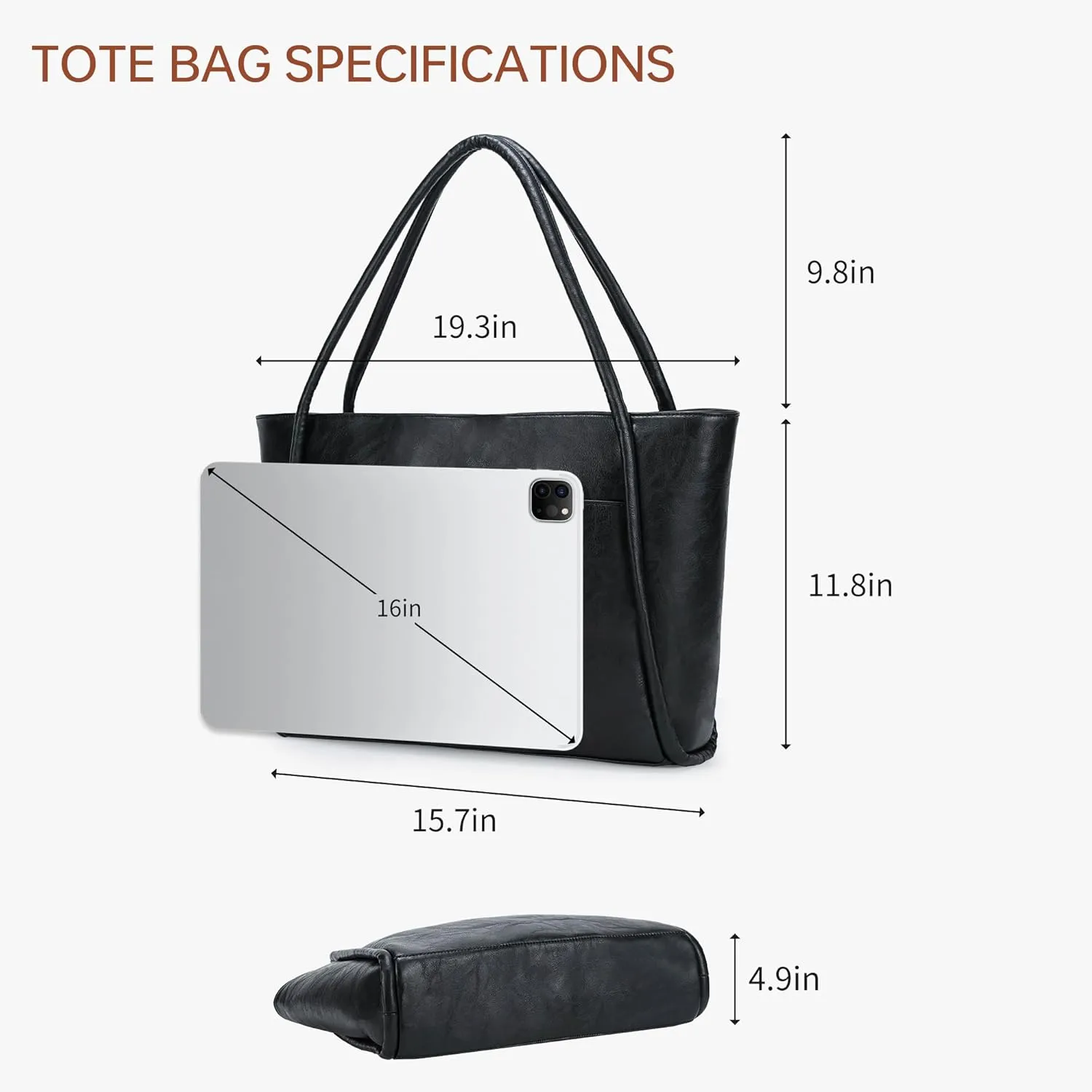 Large Tote Bag for Women Work Vegan Leather Purses and Handbags Ladies Shoulder Bags