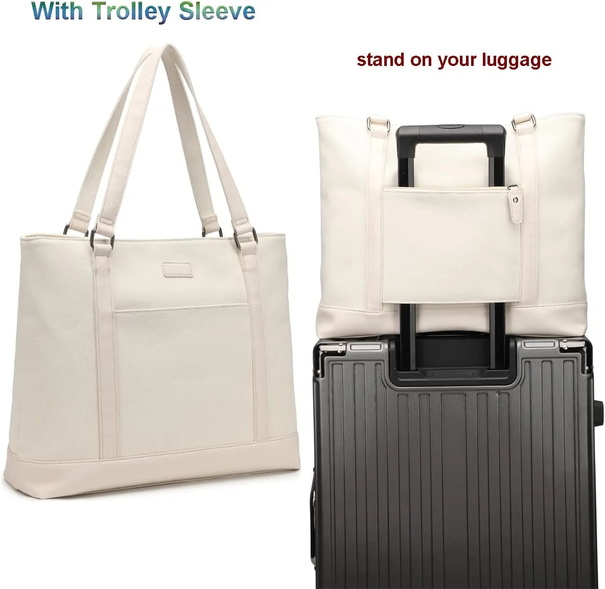 Large Tote Bags for Women 15.6 Inch Laptop Bag Lightweight Canvas Professional Work Briefcase