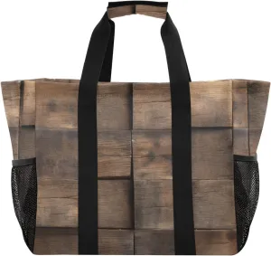 Large Tote Bags Wooden Planks for Women Canvas Tote Purse Reusable Grocery Bags Top Handle Handbags for Travel, Work
