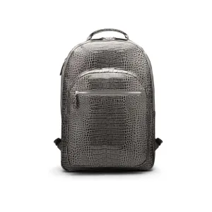 Leather 15" Laptop Backpack, Cambridge - Grey Croc-Effect