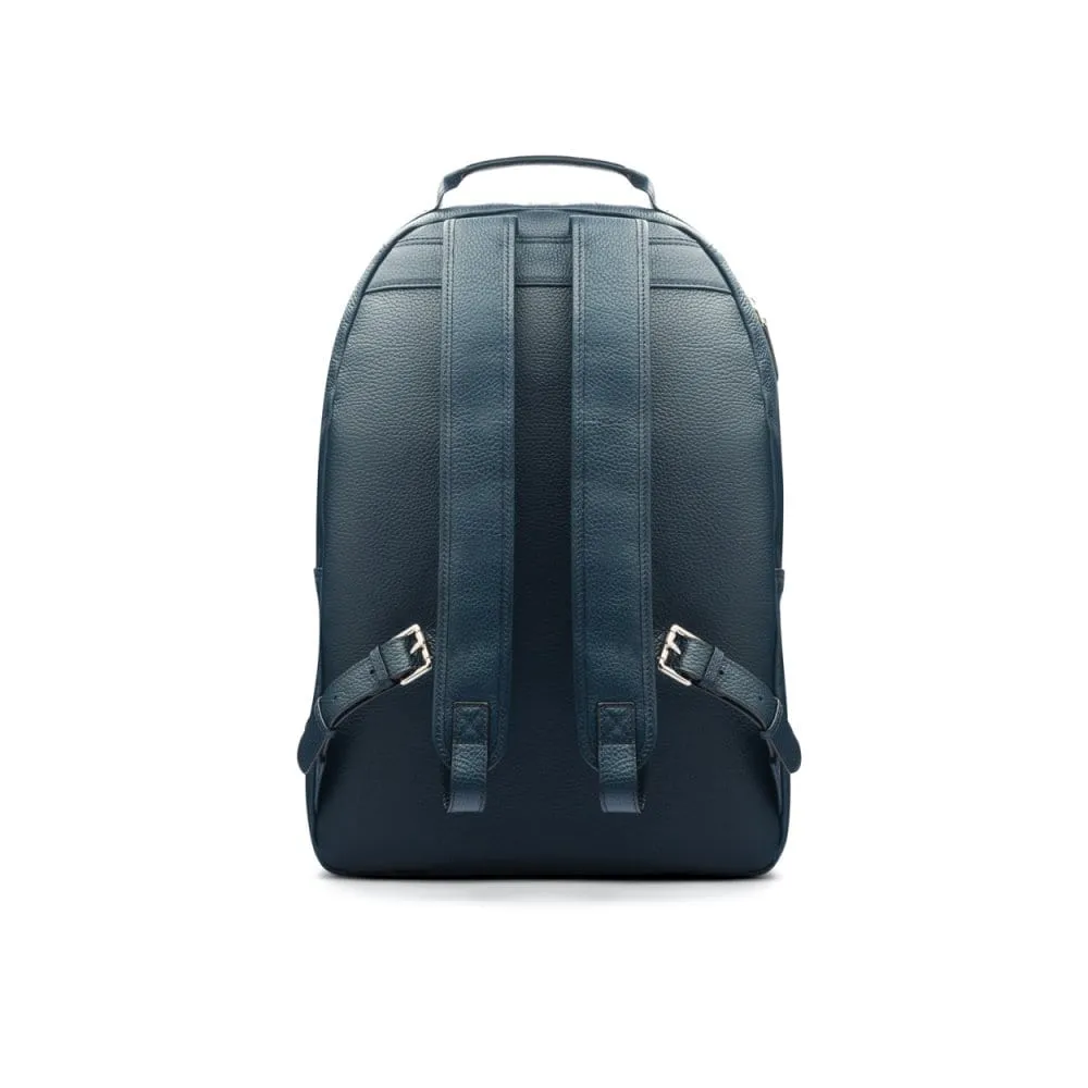 Leather 15" Laptop Backpack, Cambridge - Navy With Cobalt