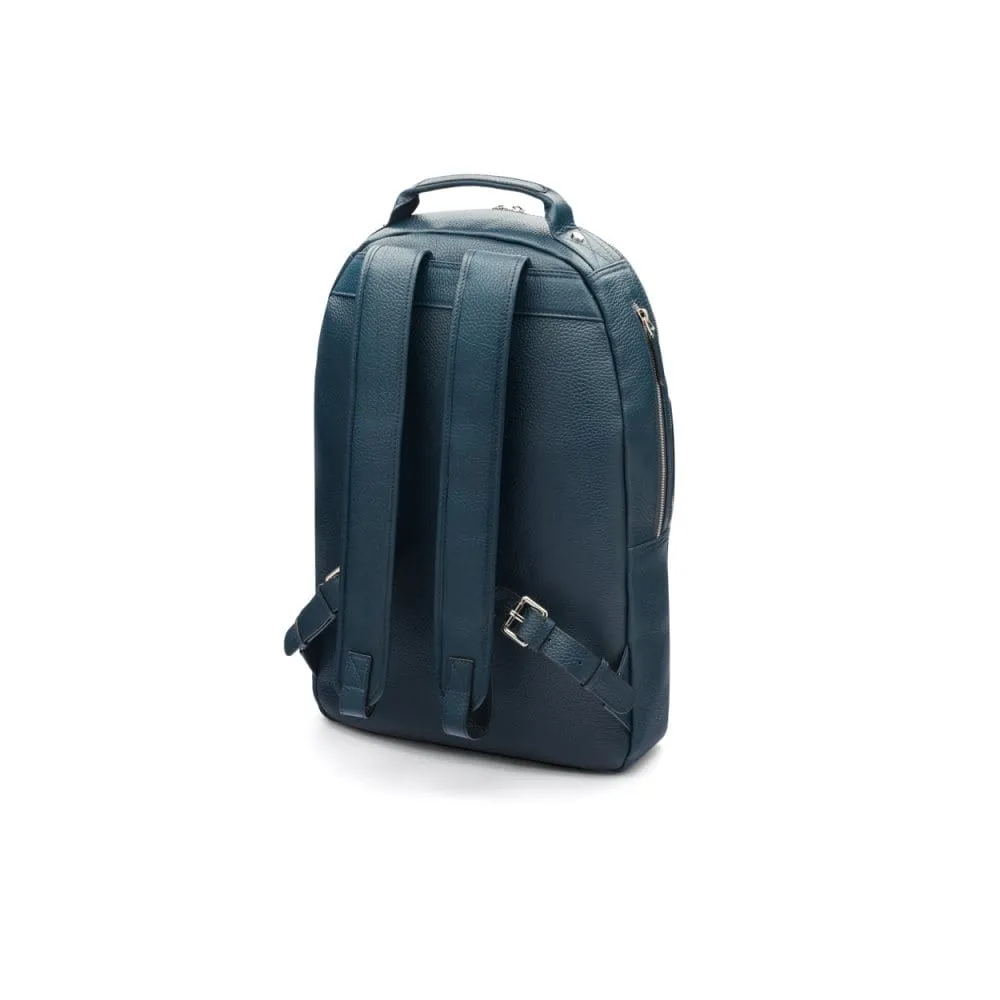 Leather 15" Laptop Backpack, Cambridge - Navy With Cobalt