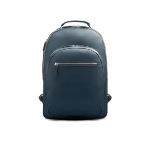 Leather 15" Laptop Backpack, Cambridge - Navy With Cobalt