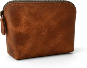 Leather Cosmetic Bags Make Up Bags for Women - Handmade Makeup Case Small Makeup Bags Jewelry Coin Pouch, Toiletry Bag for Men, Travel Cosmetic Pouch For Purse