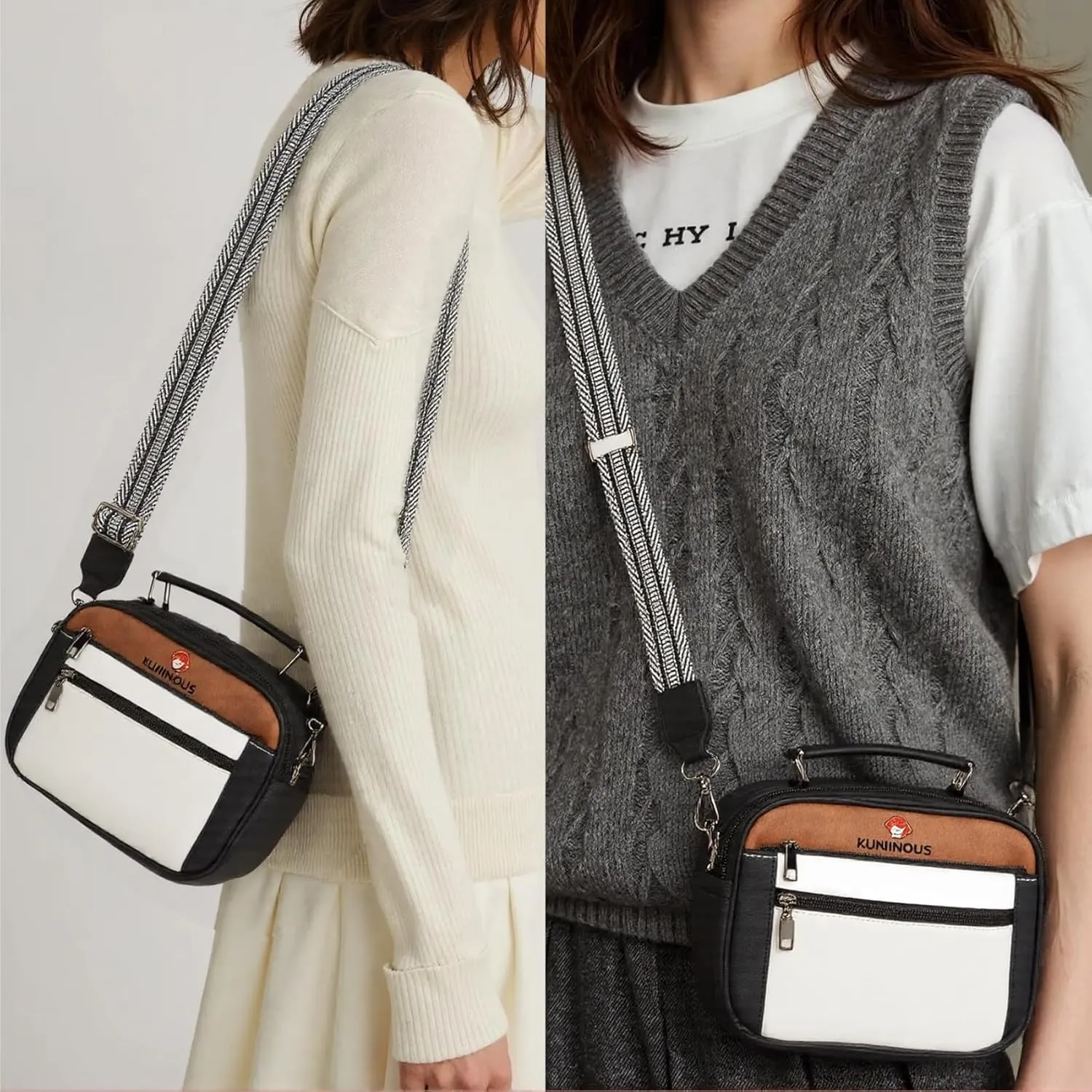 Leather Crossbody Bag for Women,Small Cross Body Trendy Vegan Purses for Women with Adjustable Shoulder Strap