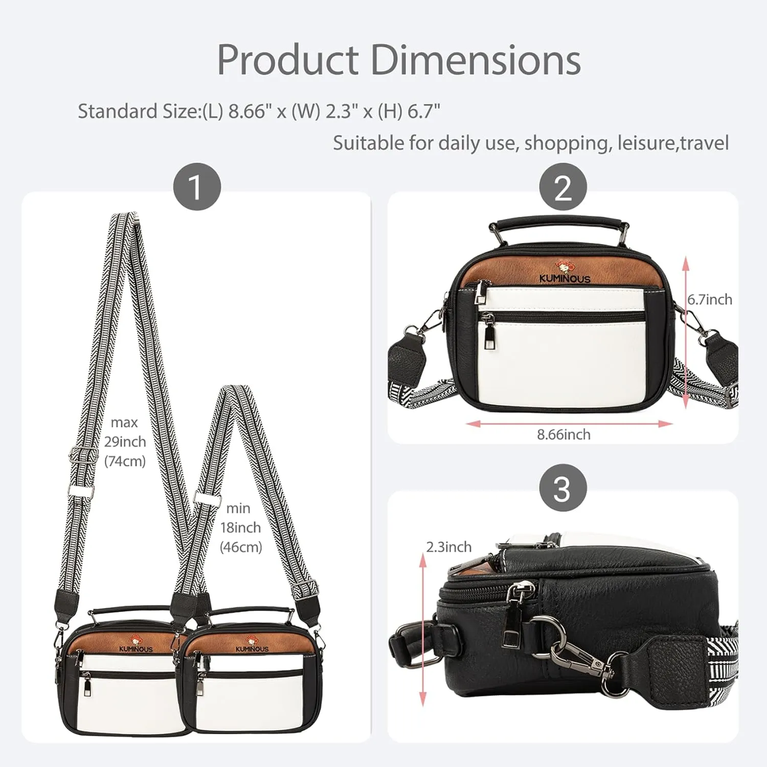 Leather Crossbody Bag for Women,Small Cross Body Trendy Vegan Purses for Women with Adjustable Shoulder Strap