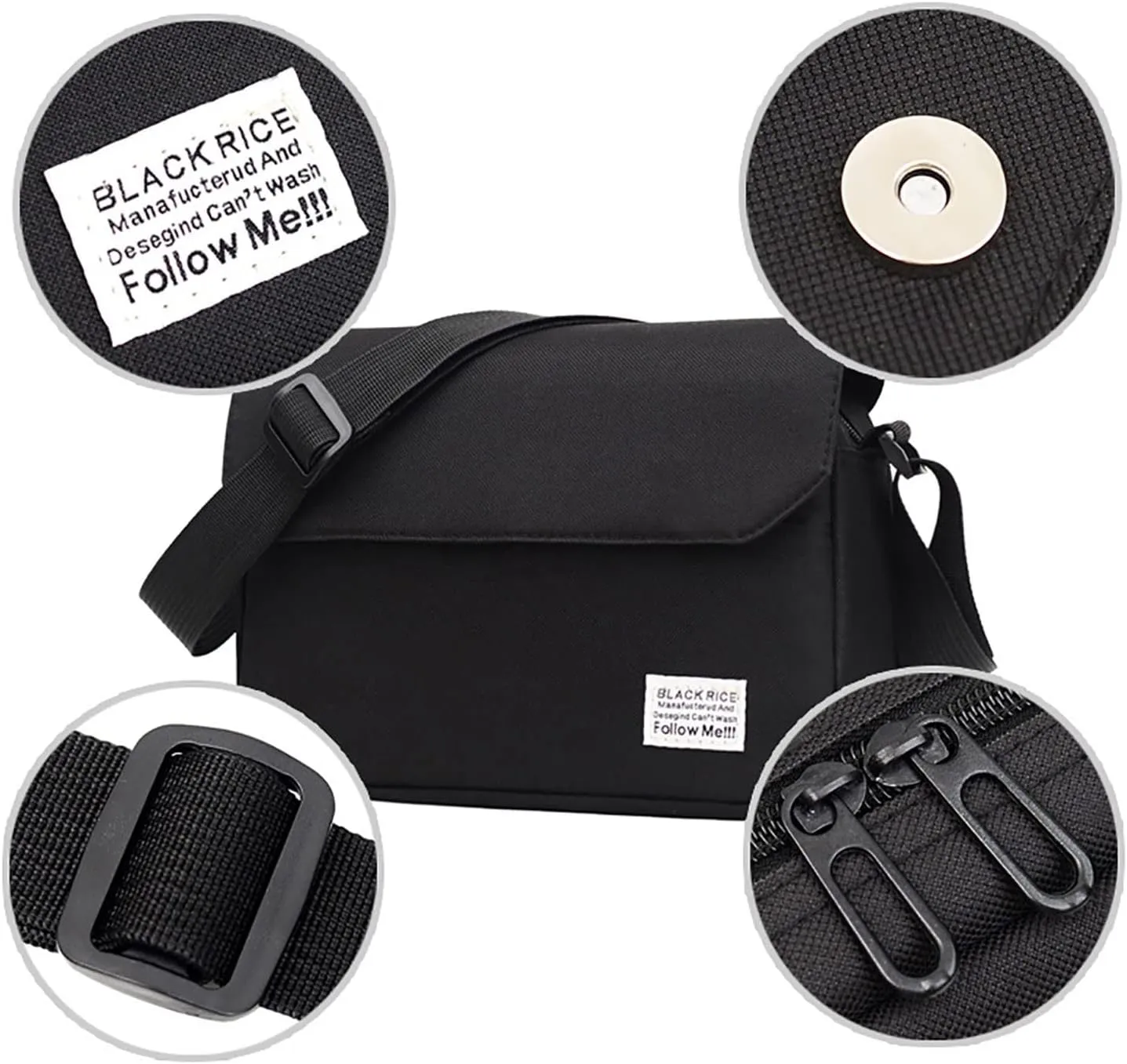 Leather Crossbody Bags for Women Cute Hobo Tote Handbags Mini Clutch Purses with Zipper Closure Messenger Bag(Black)