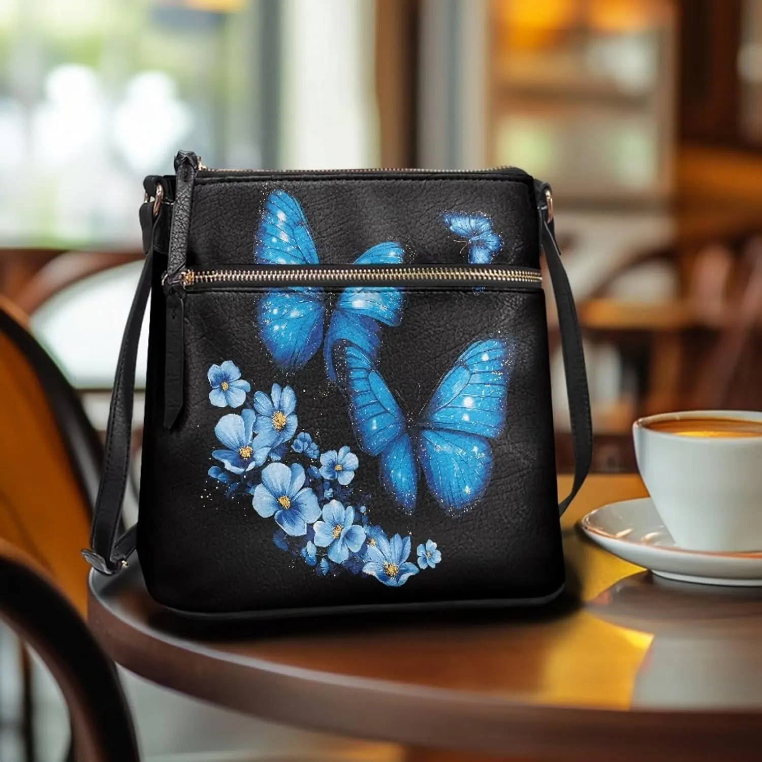 Leather Crossbody Bags for Women Tote Bag with Zipper Waterproof Shoulder Bag Travel Work Soft Handbag