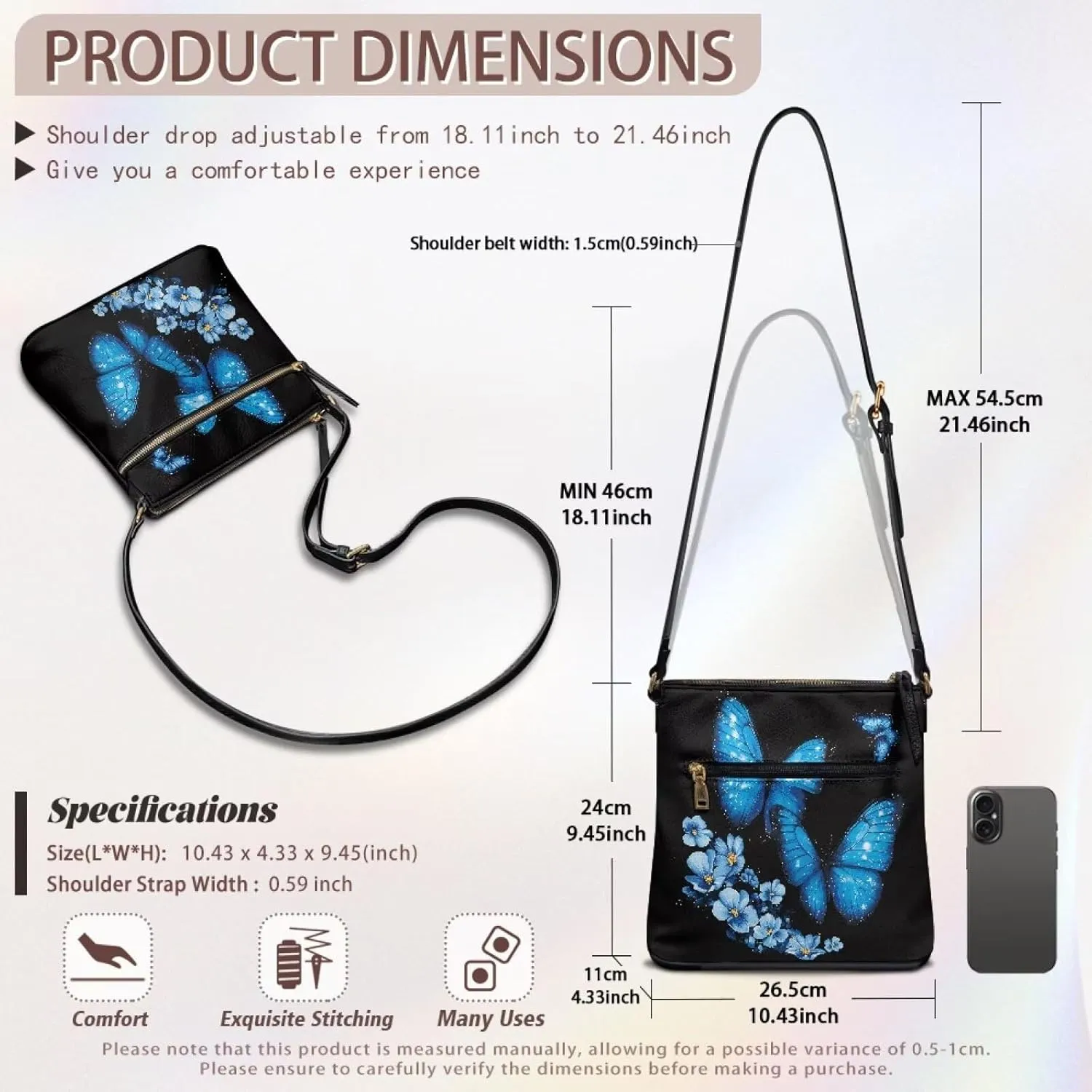 Leather Crossbody Bags for Women Tote Bag with Zipper Waterproof Shoulder Bag Travel Work Soft Handbag