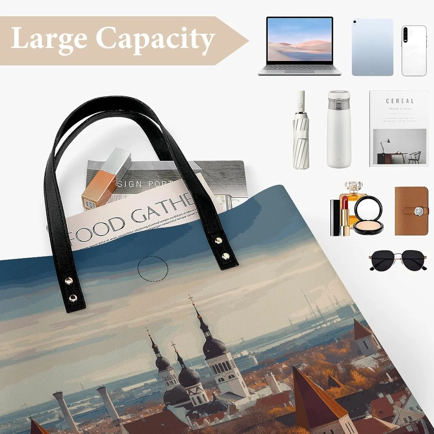 Leather Handbag for Women Tote Bag with Magnetic Buckle Sheet Music Crossbody Bag Shoulder Bag
