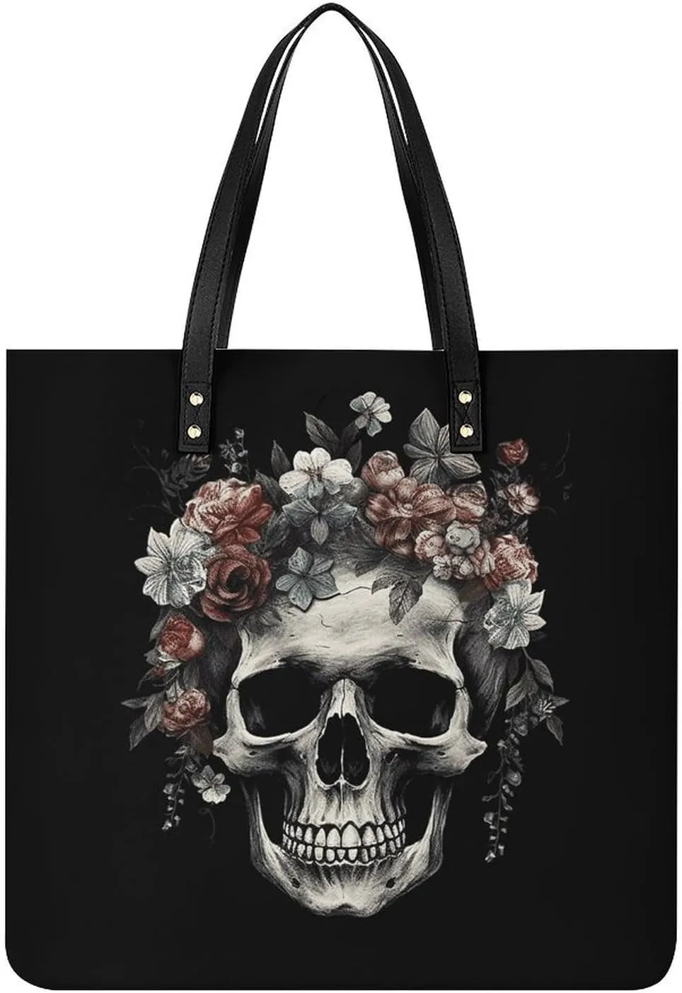 Leather Handbag for Women Tote Bag with Magnetic Buckle Skull in Darkness Crossbody Bag Shoulder Bags