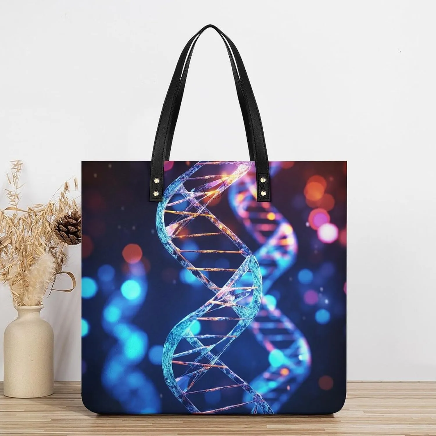 Leather Handbag for Women Tote Bag with Magnetic Buckle Wildlife Spider Crossbody Bag Shoulder Bags