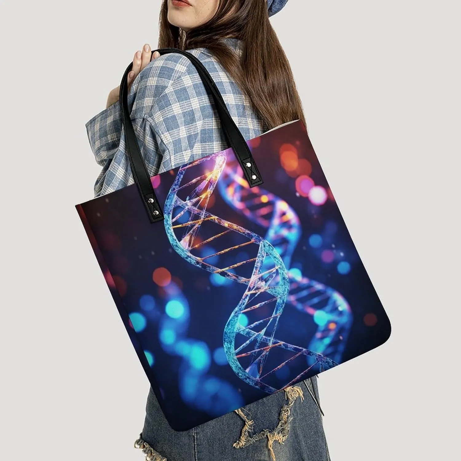 Leather Handbag for Women Tote Bag with Magnetic Buckle Wildlife Spider Crossbody Bag Shoulder Bags