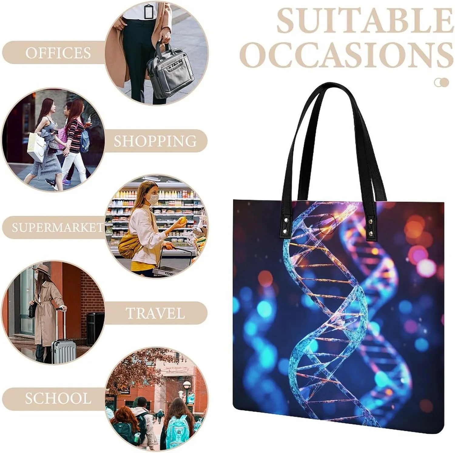 Leather Handbag for Women Tote Bag with Magnetic Buckle Wildlife Spider Crossbody Bag Shoulder Bags