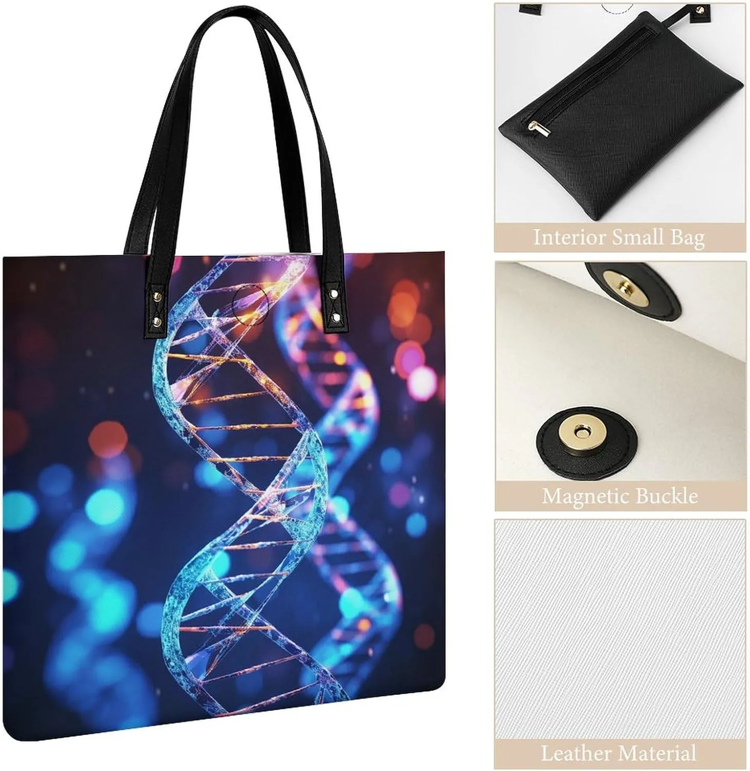 Leather Handbag for Women Tote Bag with Magnetic Buckle Wildlife Spider Crossbody Bag Shoulder Bags