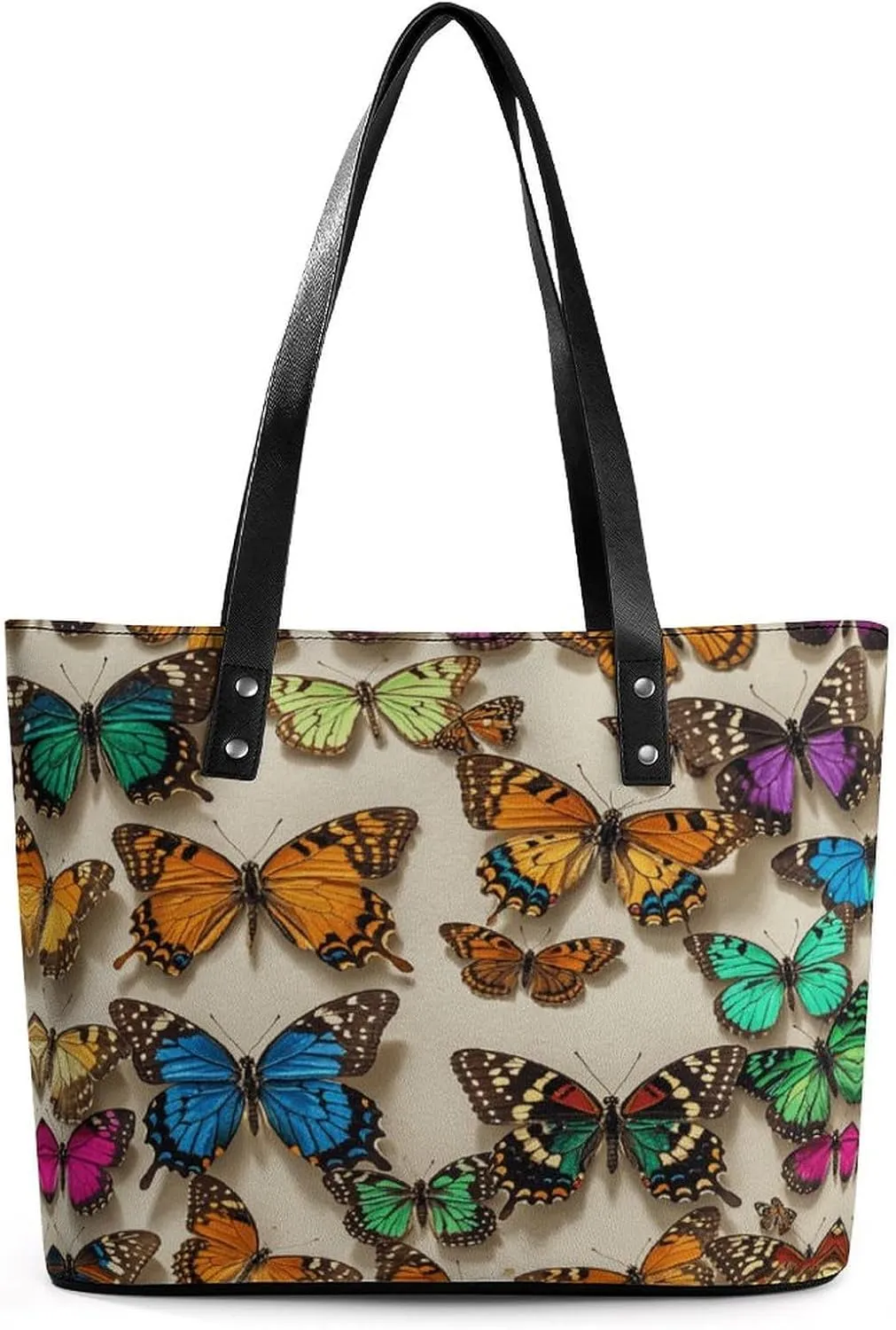 Leather Lady's Handbag Dragonflies Print Leather Tote Bags For Women Trendy Ladies Shoulder Bag for Work, Travel, Casual Use