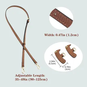 Leather Purse Straps Suitable for Longchamp Bag Replacement Conversion Kit Adjustable Women Mini Shoulder Bag Purse Crossbody Handbag(Brown Gold)