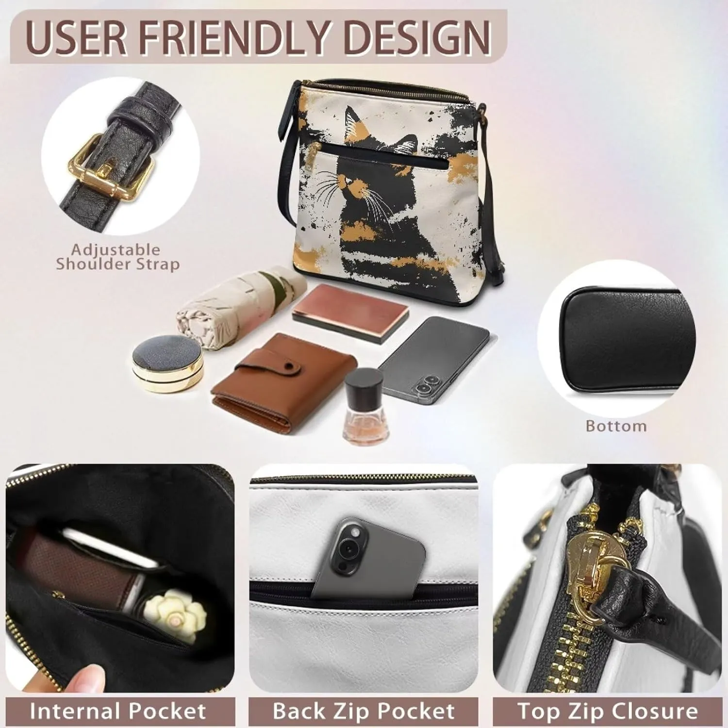 Leather Purses for Women, Leather Hobo Bags for Women Vintage Travel Sling Purse Multi Pockets Shoulder Bag