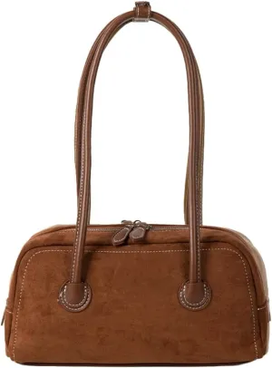 Leather Shoulder Bags for Women Suede Bowling Bag Purses Hobo PU Casual Handbag Work Office Spring Fall Winter Work Travel