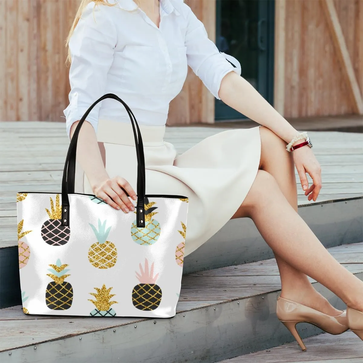 Leather Tote Bag for Women Fashion Shoulder Bag Purses and Handbags Large Capacity Satchel Bags for Work Travel