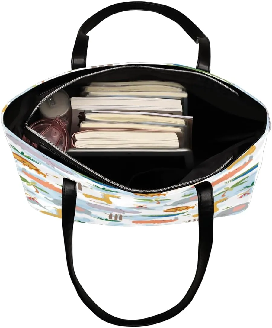 Leather Tote Bag for Women Fashion Shoulder Bag Purses and Handbags Large Capacity Satchel Bags for Work Travel