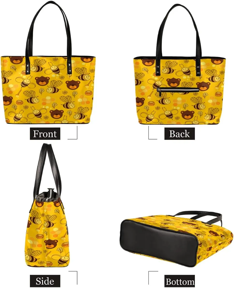 Leather Tote Bag for Women Fashion Shoulder Bag Purses and Handbags Large Capacity Satchel Bags for Work Travel