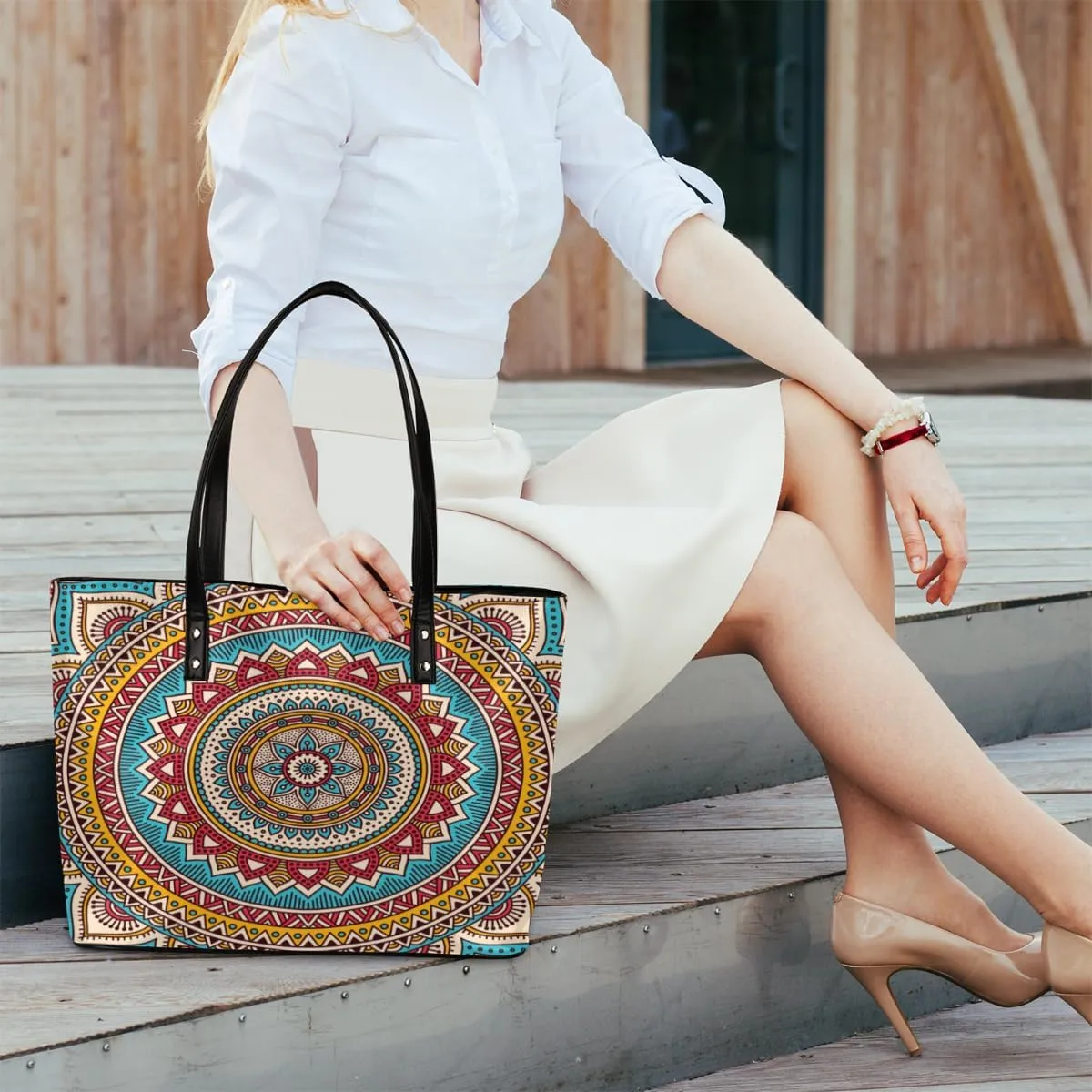 Leather Tote Bag for Women Fashion Shoulder Bag Purses and Handbags Large Capacity Satchel Bags for Work Travel