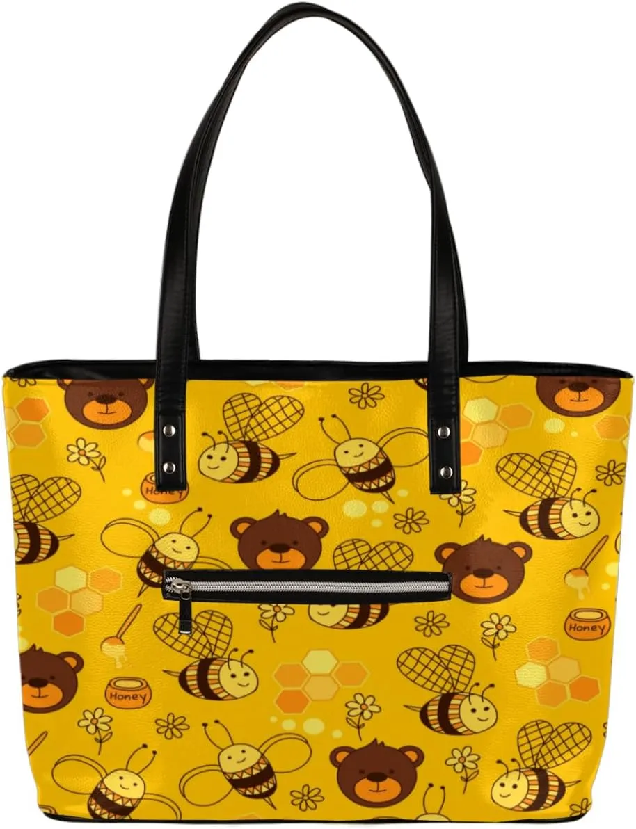 Leather Tote Bag for Women Fashion Shoulder Bag Purses and Handbags Large Capacity Satchel Bags for Work Travel