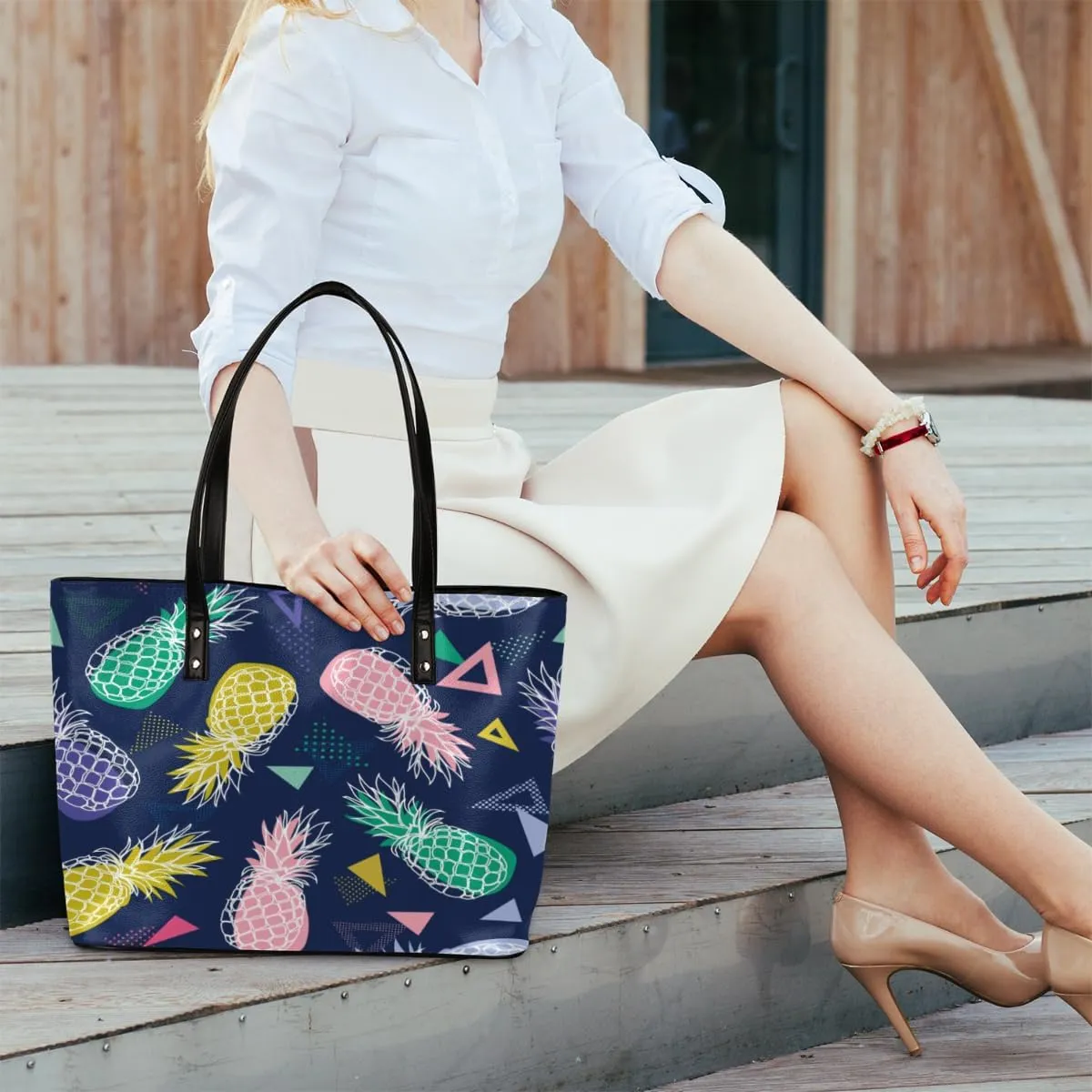 Leather Tote Bag for Women Fashion Shoulder Bag Purses and Handbags Large Capacity Satchel Bags for Work Travel