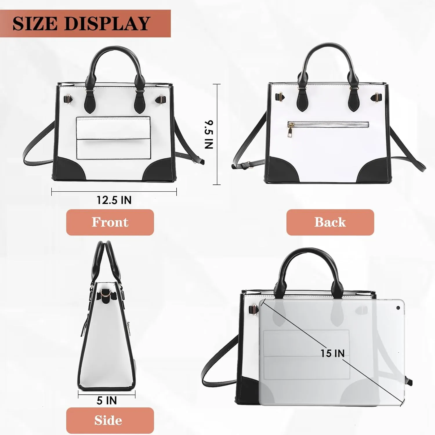 Leather Tote Bag for Women Work Medium Satchel Bags for Women with 5 Pockets Womens Purse for Work and Office