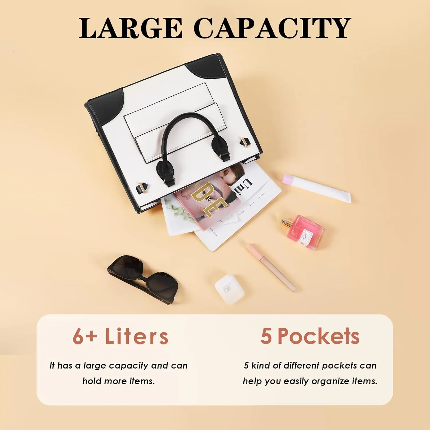 Leather Tote Bag for Women Work Medium Satchel Bags for Women with 5 Pockets Womens Purse for Work and Office