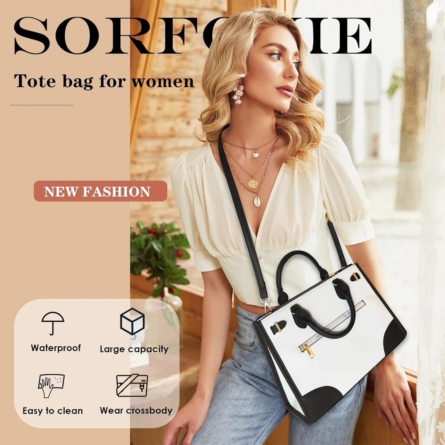 Leather Tote Bag for Women Work Medium Satchel Bags for Women with 5 Pockets Womens Purse for Work and Office