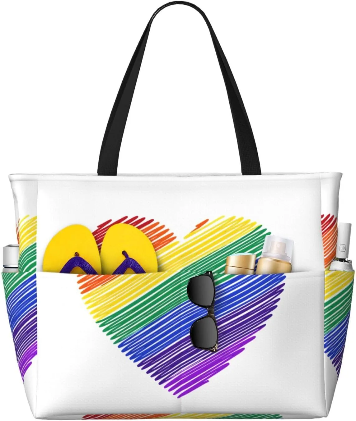 LGBT Pride Rainbow Gay Frog Large Capacity Travel Bag Lightweight Shopping Handbag Beach Tote Bags Casual Work Bag