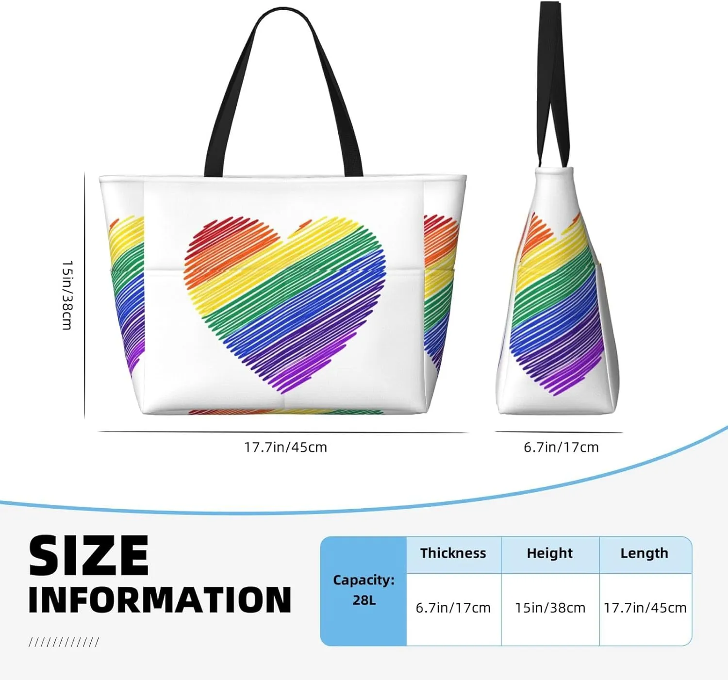 LGBT Pride Rainbow Gay Frog Large Capacity Travel Bag Lightweight Shopping Handbag Beach Tote Bags Casual Work Bag