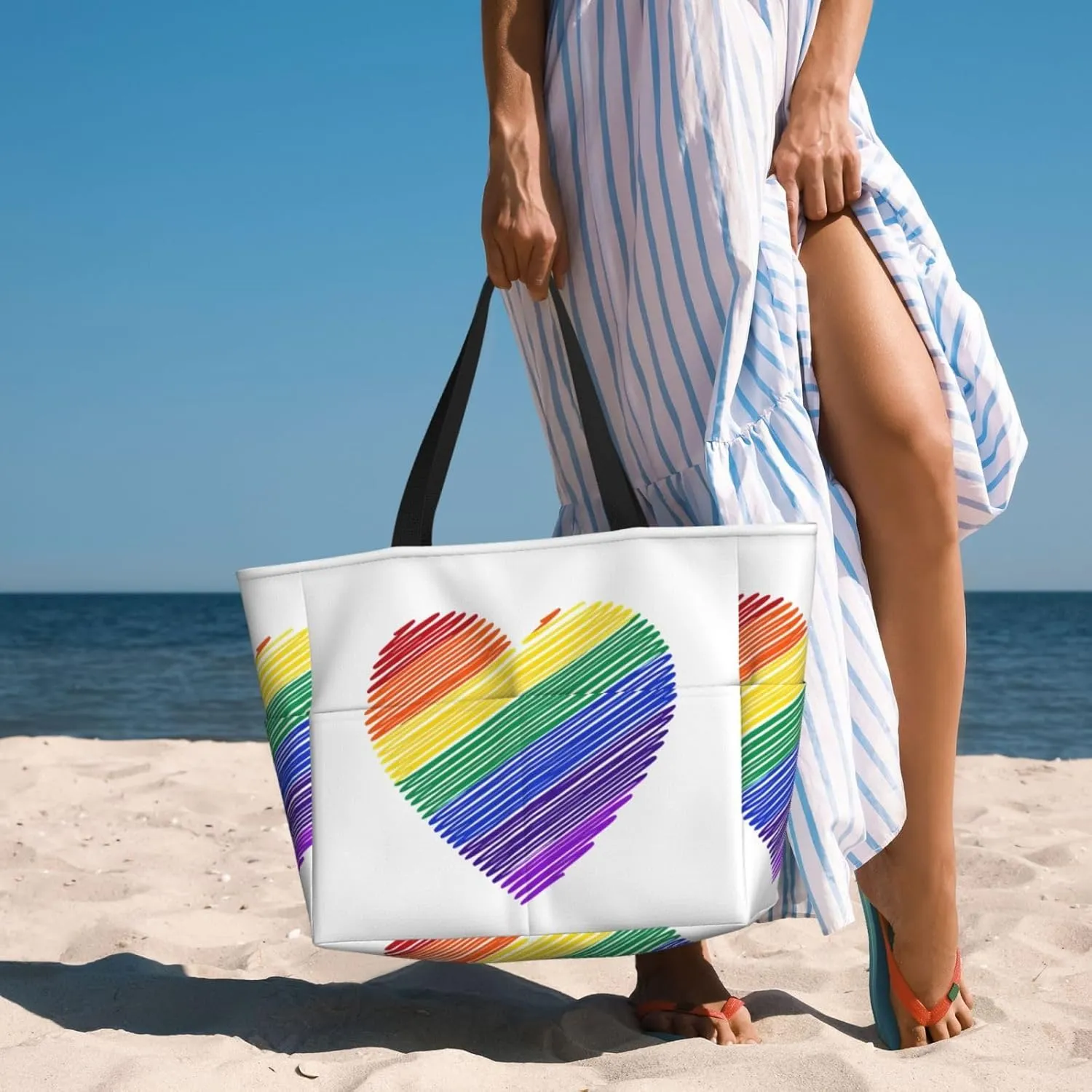 LGBT Pride Rainbow Gay Frog Large Capacity Travel Bag Lightweight Shopping Handbag Beach Tote Bags Casual Work Bag