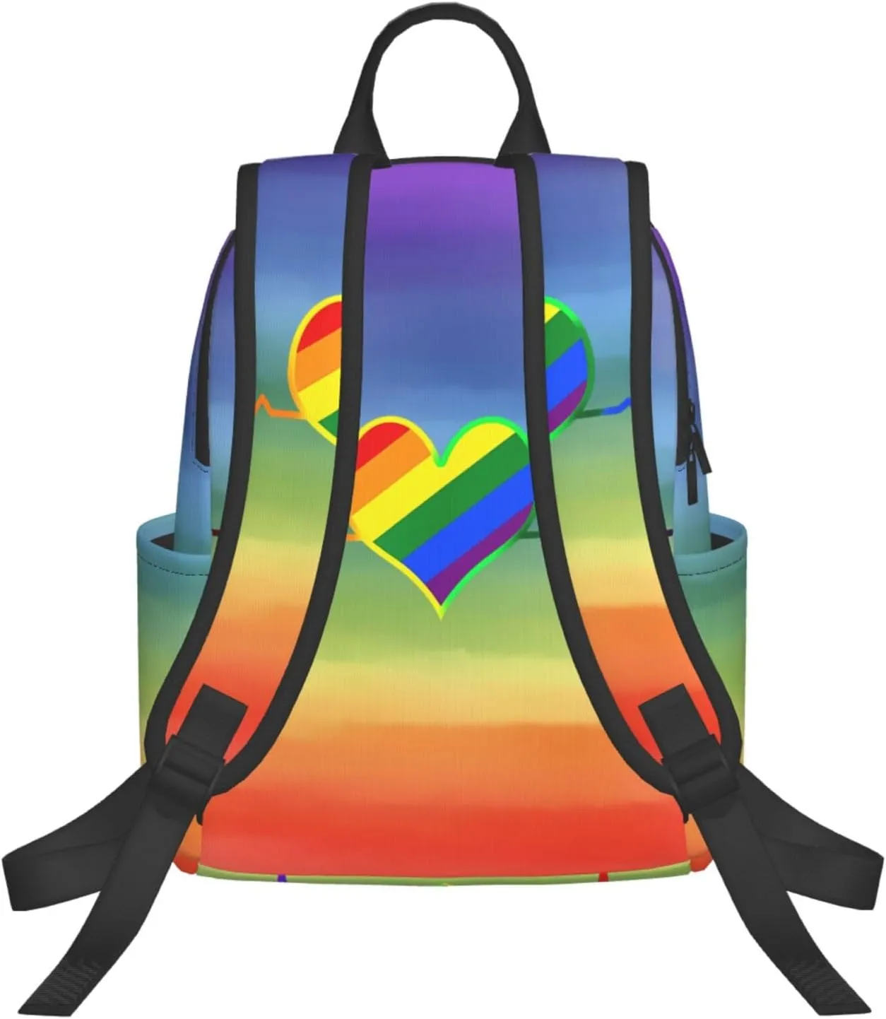 LGBT Rainbow Gay Pride Heart Beat Pulse Travel Laptop Backpack Casual Backpacks Double Shoulder Daypack Notebook Rucksack Work Bags Sports Bag for Gym Hiking Camping Beach