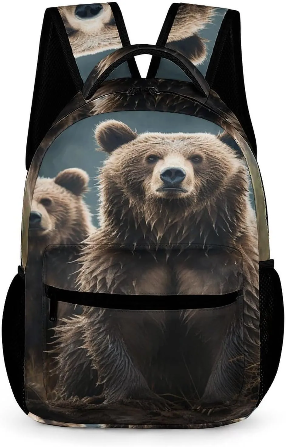 Lightweight Backpack for Men Women,Encounter Animal Bear Print Personal Item Backpack,Daily Bag Casual Backpacks for Travel Work