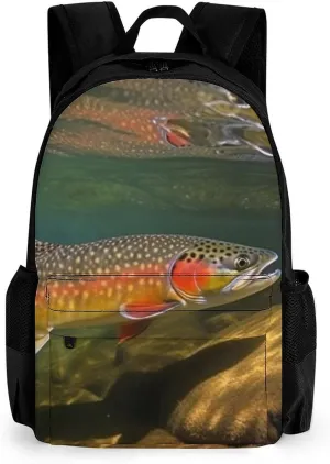 Lightweight Laptop Backpack for Women Men Travel Backpacks Brook Trout Fly Fishing Laptop Bag Casual Daypack