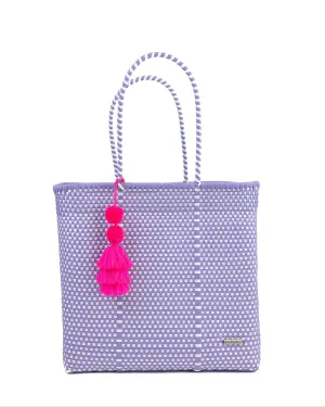 Lilac and White Checker Jumbo Tote