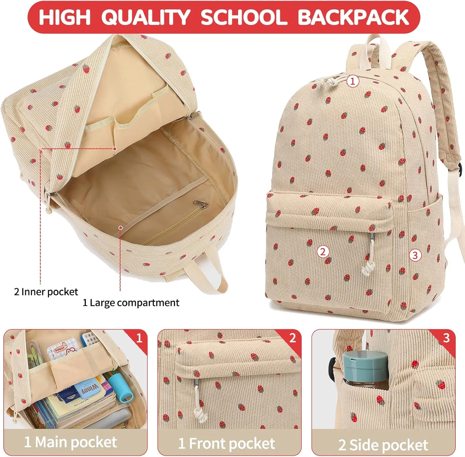 LOIDOU Backpack for School Teen Girls Boys Bookbag Casual Daypack Backpacks Lightweight for Middle School College Student