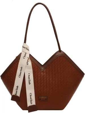 Love Heart Shape PU Artificial Leather Tote Bag for Women's Fashion Shoulder Bag and Satchel