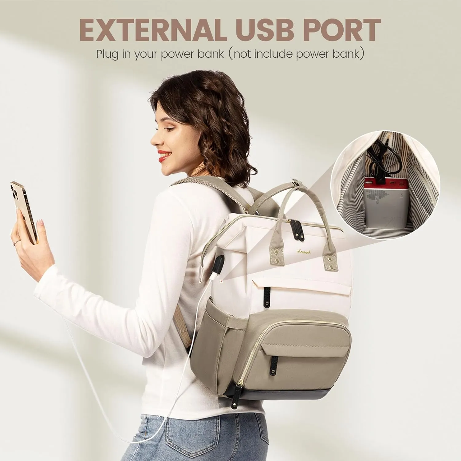 LOVEVOOK Laptop Backpack for Women, 15.6 Inch Work Business Backpacks Purse with USB Port, Large Capacity Nurse Bag College Bookbag for School, Waterproof Casual Daypack for Travel
