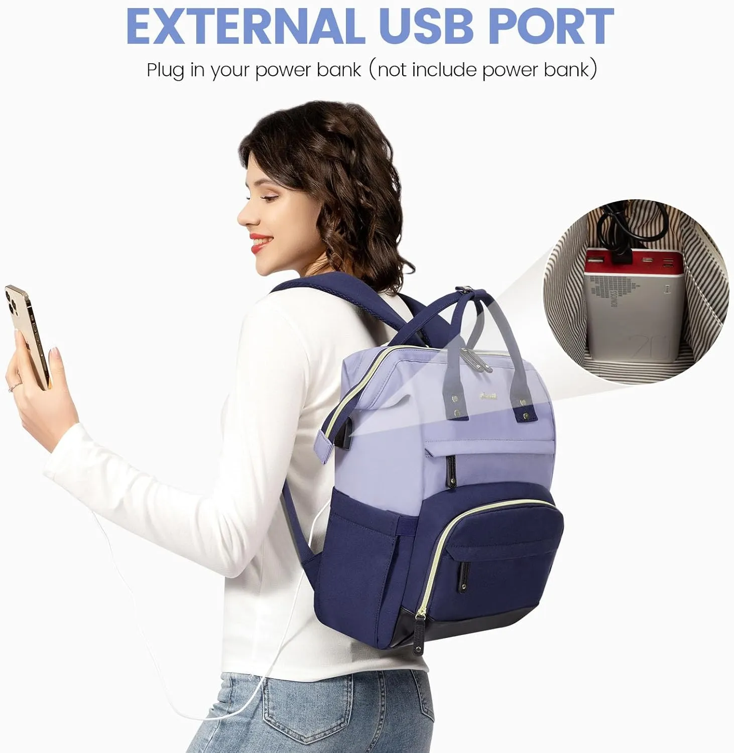 LOVEVOOK Laptop Backpack for Women, 15.6 Inch Work Business Backpacks Purse with USB Port, Large Capacity Nurse Bag College Bookbag for School, Waterproof Casual Daypack for Travel