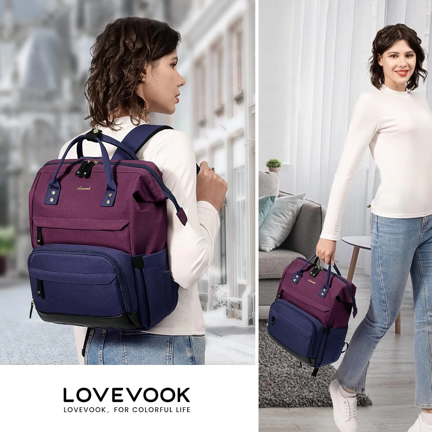 LOVEVOOK Laptop Backpack for Women, 15.6 Inch Work Business Backpacks Purse with USB Port, Large Capacity Nurse Bag College Bookbag for School, Waterproof Casual Daypack for Travel