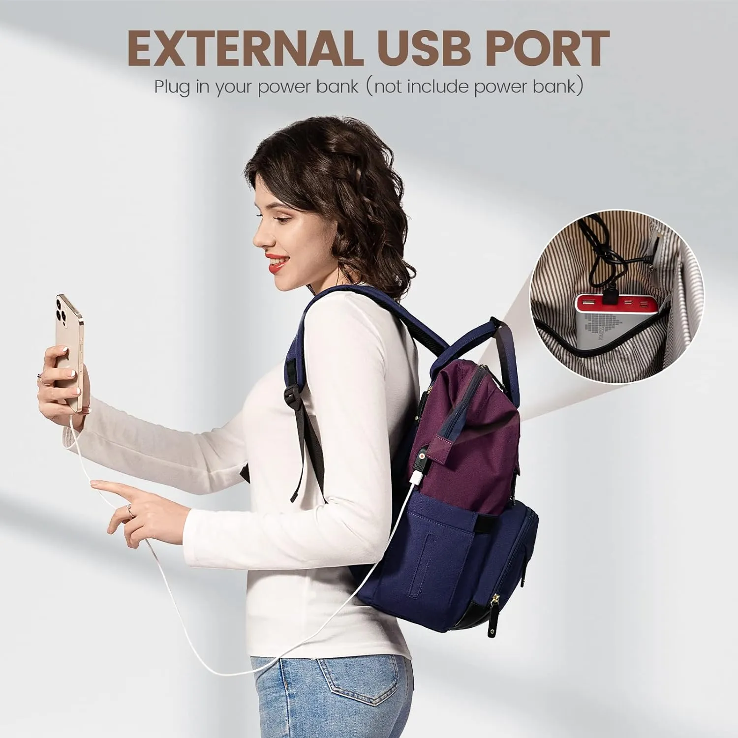 LOVEVOOK Laptop Backpack for Women, 15.6 Inch Work Business Backpacks Purse with USB Port, Large Capacity Nurse Bag College Bookbag for School, Waterproof Casual Daypack for Travel