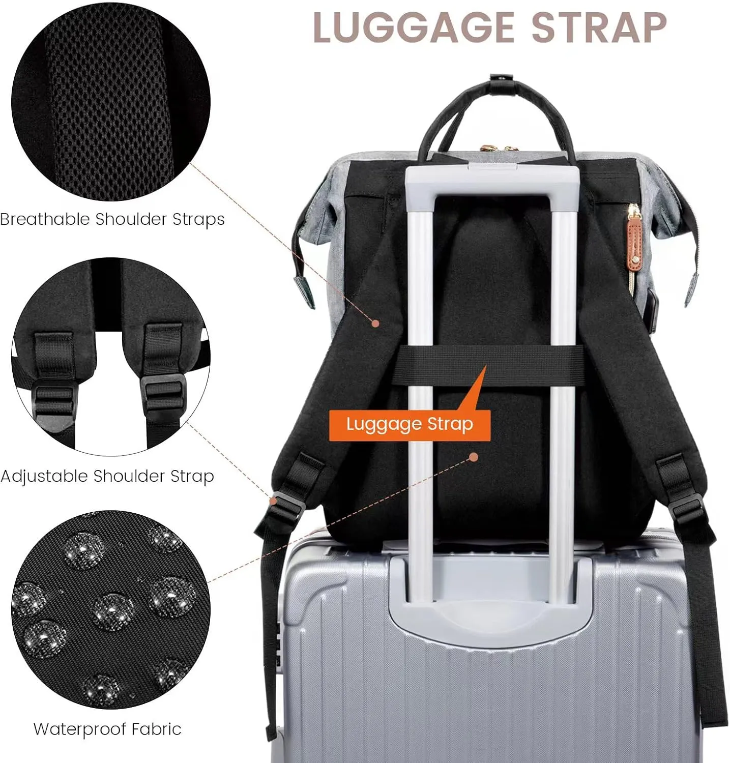 LOVEVOOK Laptop Backpack for Women, 17 Inch Work Business Backpacks Purse with USB Port, Large Capacity Nurse Bag College Bookbag for School, Waterproof Casual Daypack for Travel