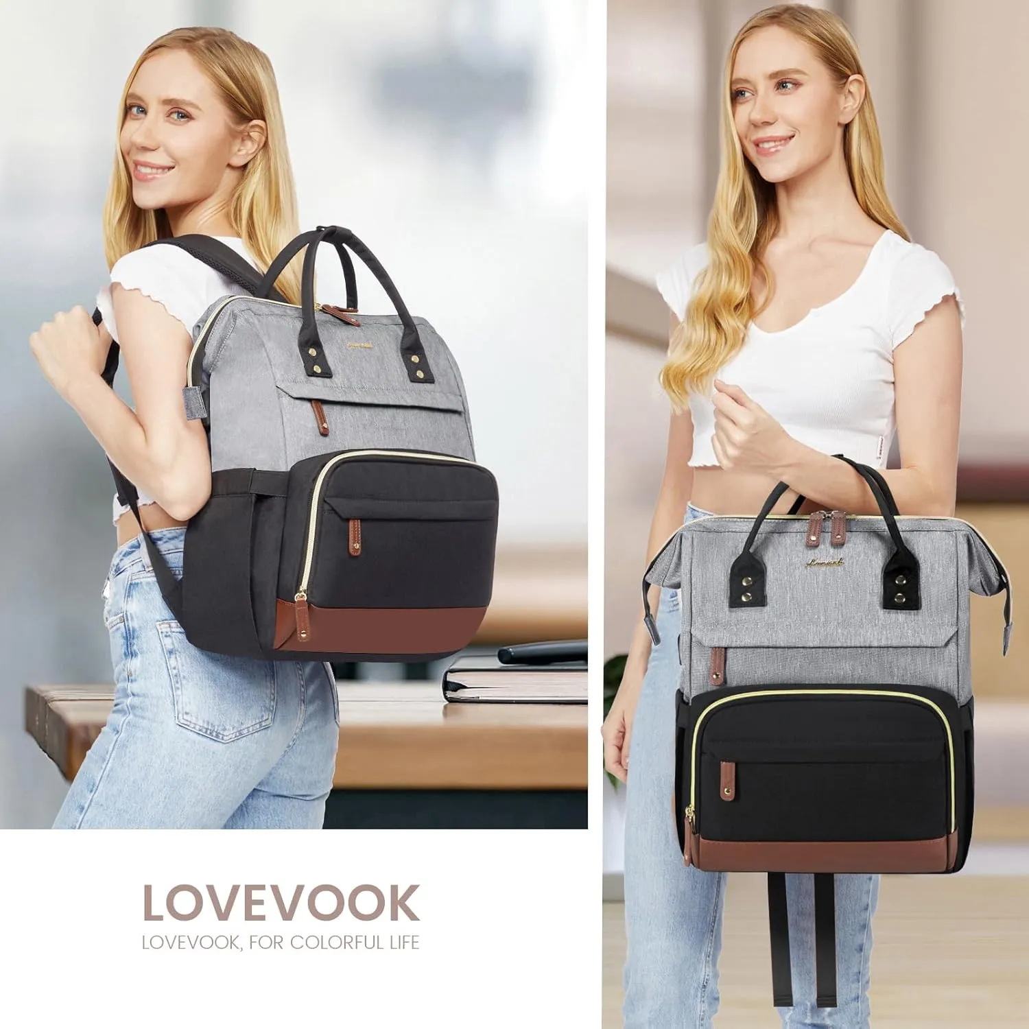 LOVEVOOK Laptop Backpack for Women, 17 Inch Work Business Backpacks Purse with USB Port, Large Capacity Nurse Bag College Bookbag for School, Waterproof Casual Daypack for Travel