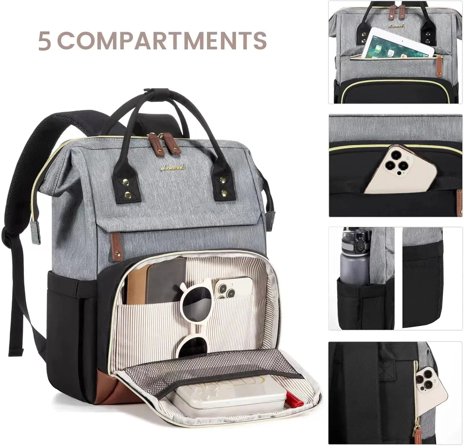 LOVEVOOK Laptop Backpack for Women, 17 Inch Work Business Backpacks Purse with USB Port, Large Capacity Nurse Bag College Bookbag for School, Waterproof Casual Daypack for Travel