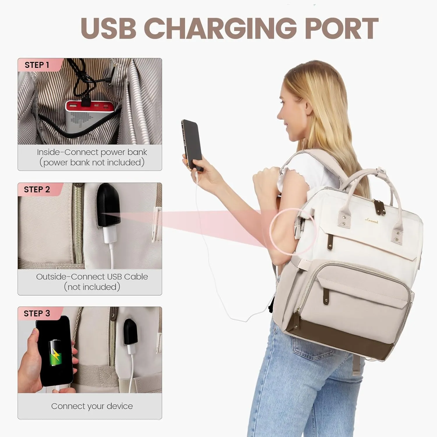 LOVEVOOK Laptop Backpack for Women, 17 Inch Work Business Backpacks Purse with USB Port, Large Capacity Nurse Bag College Bookbag for School, Waterproof Casual Daypack for Travel